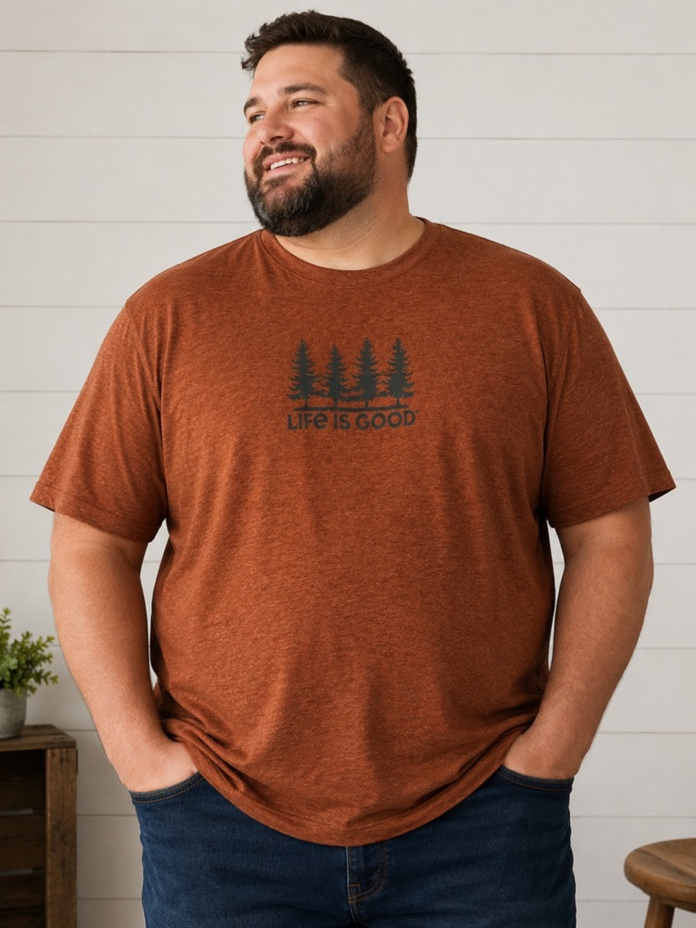 Life Is Good Men's Burnt Orange Tree Logo Tee xxl